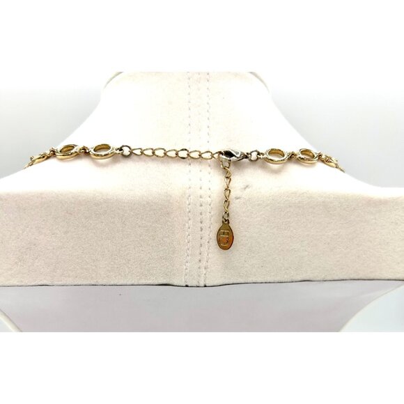 GORGEOUS CAROLINA HERRERA SIGNED FACETED RHINESTONE GOLD TONE CHAIN NECKLACE - Picture 4 of 5
